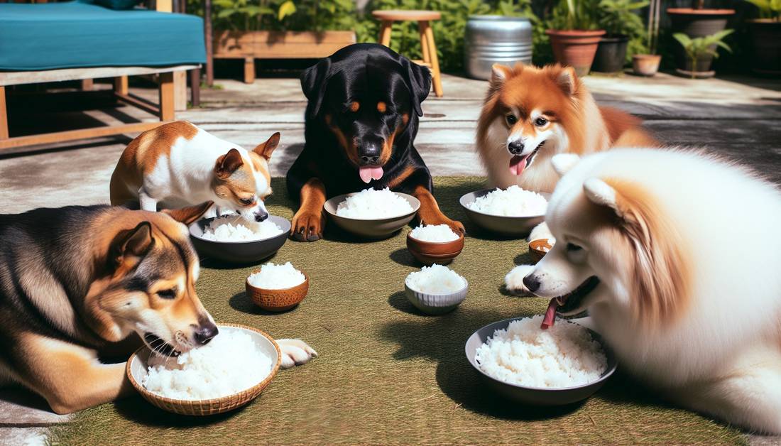 perros comiendo arroz