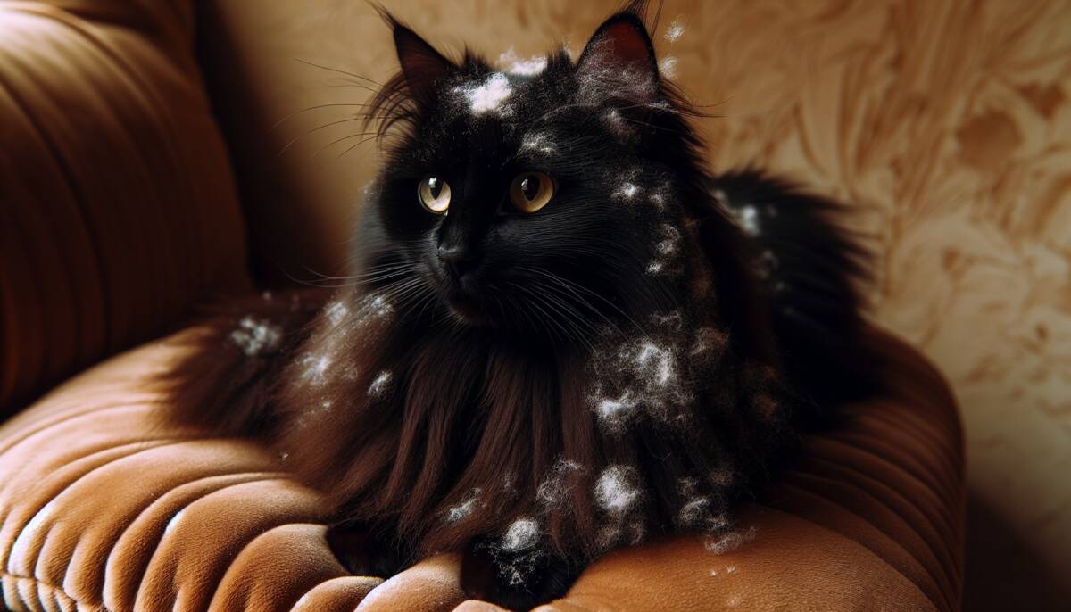 black cat dandruff