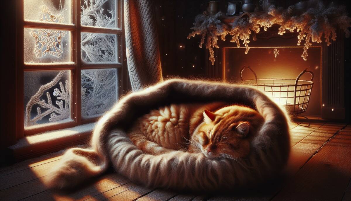 winter cat sleep