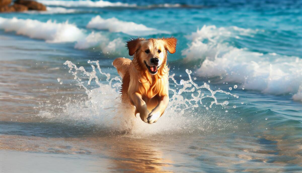 dog sea water