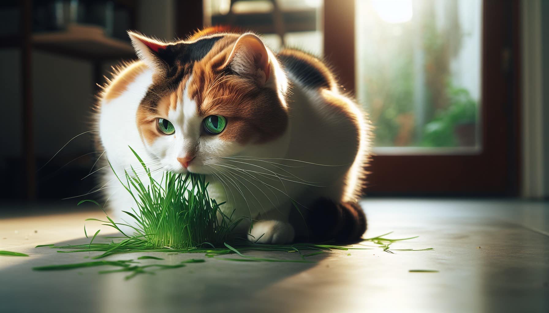 cat grass eating