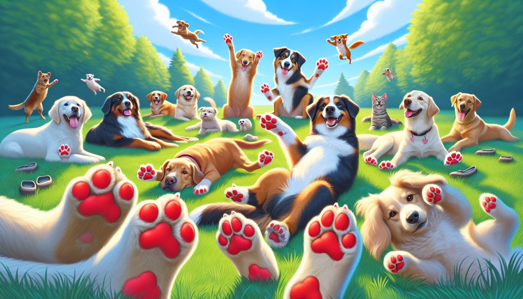 red paws dogs