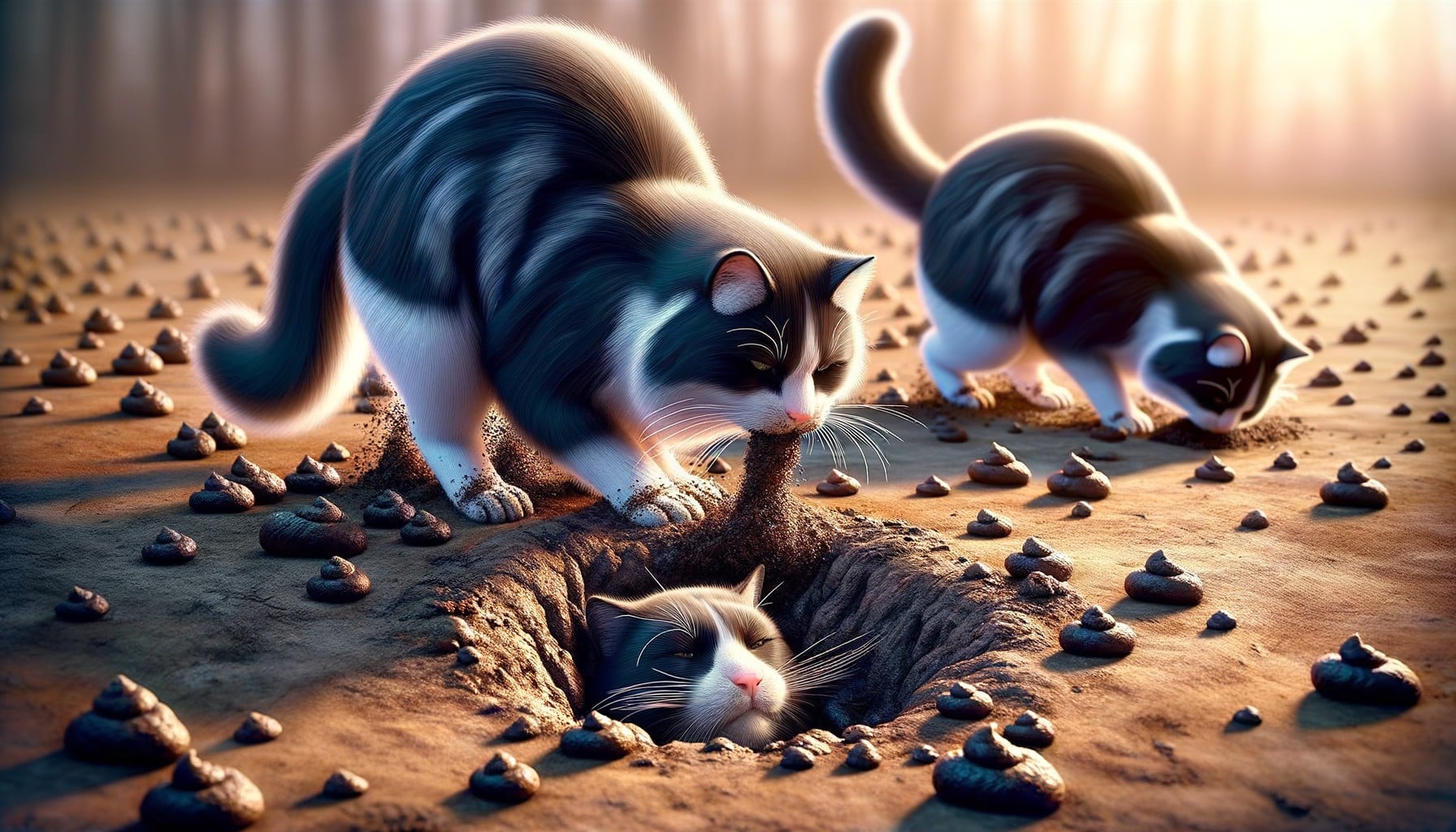 gatos entierran heces