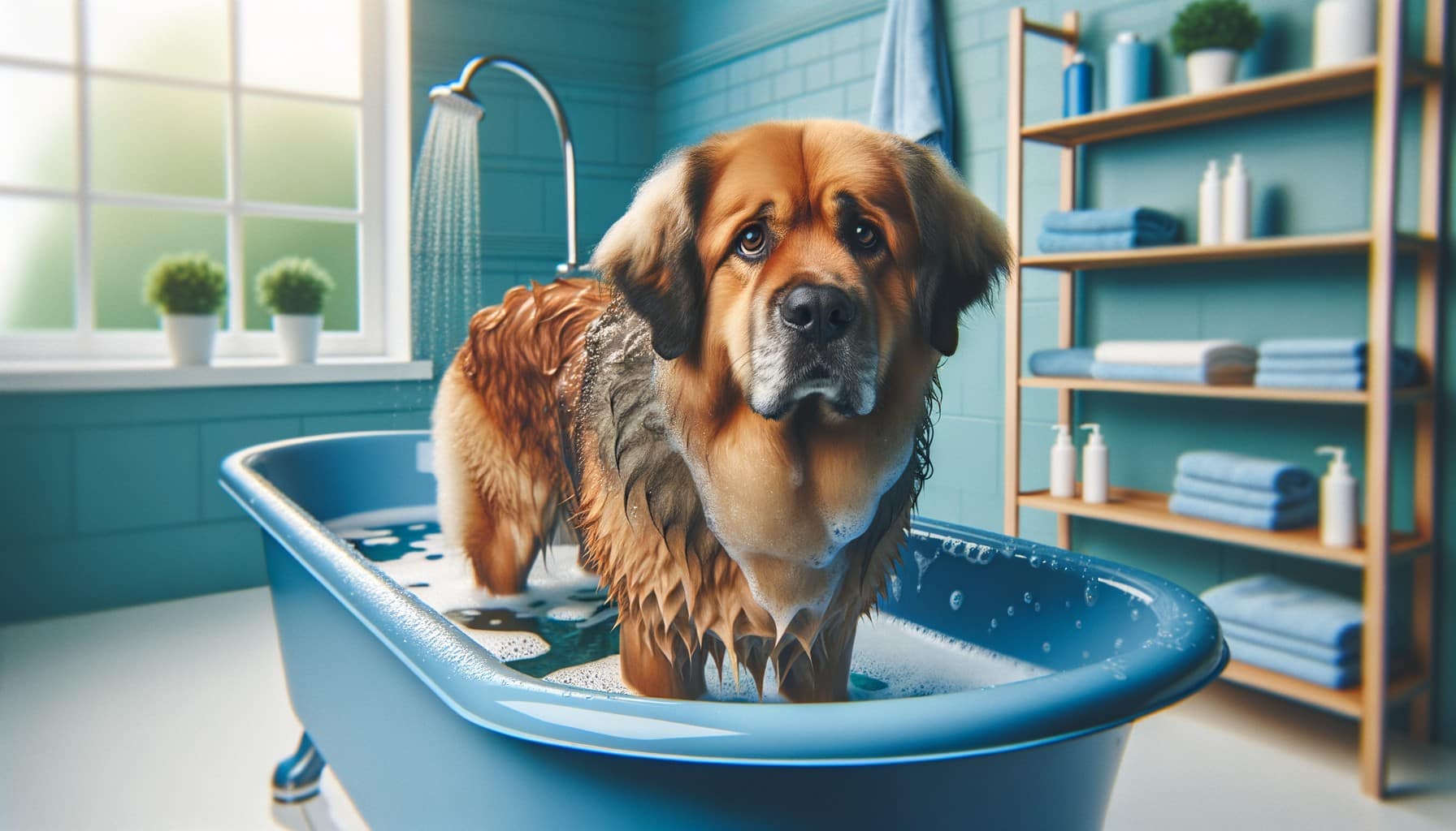 female dog bath