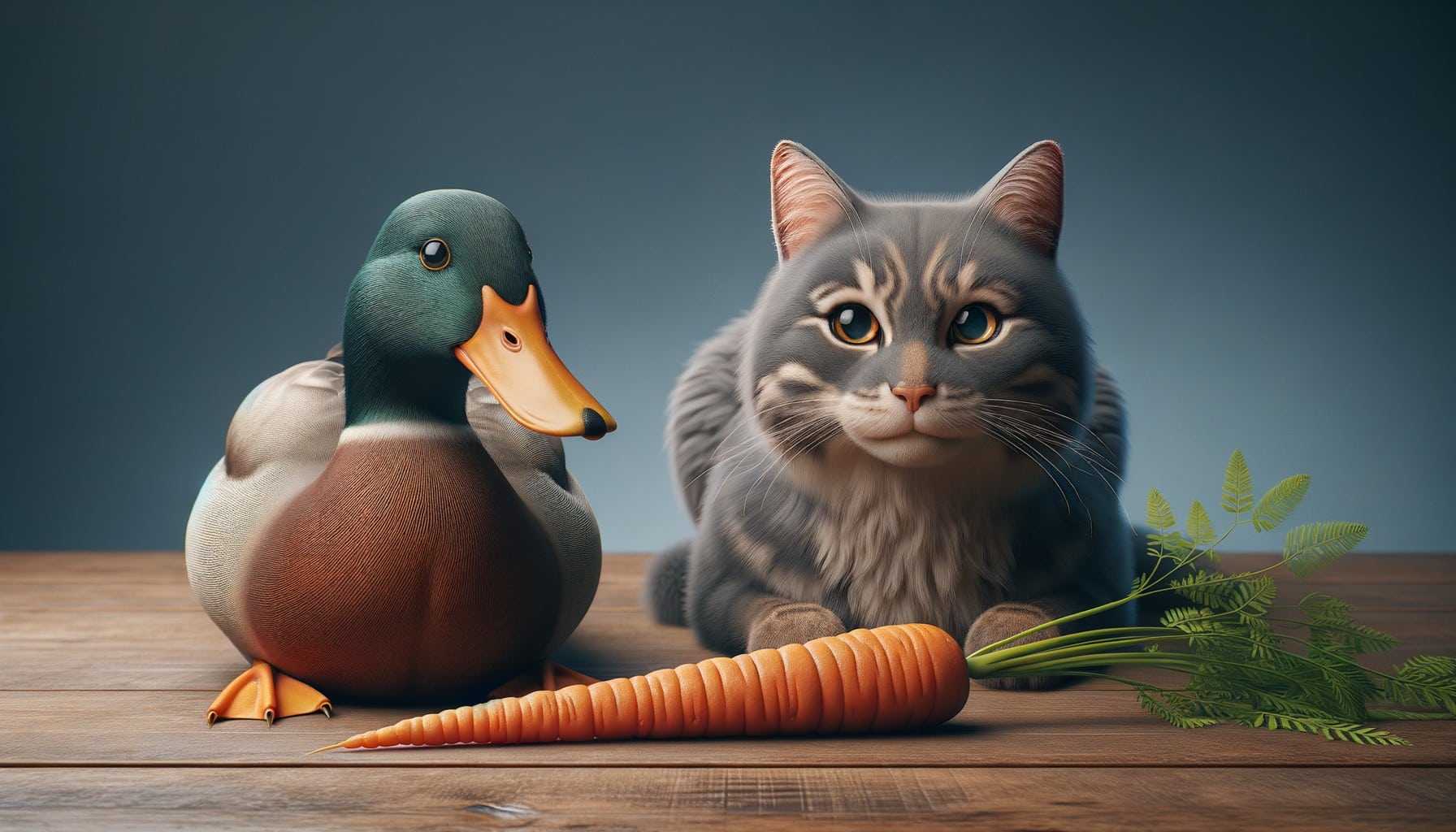 pato zanahoria gato