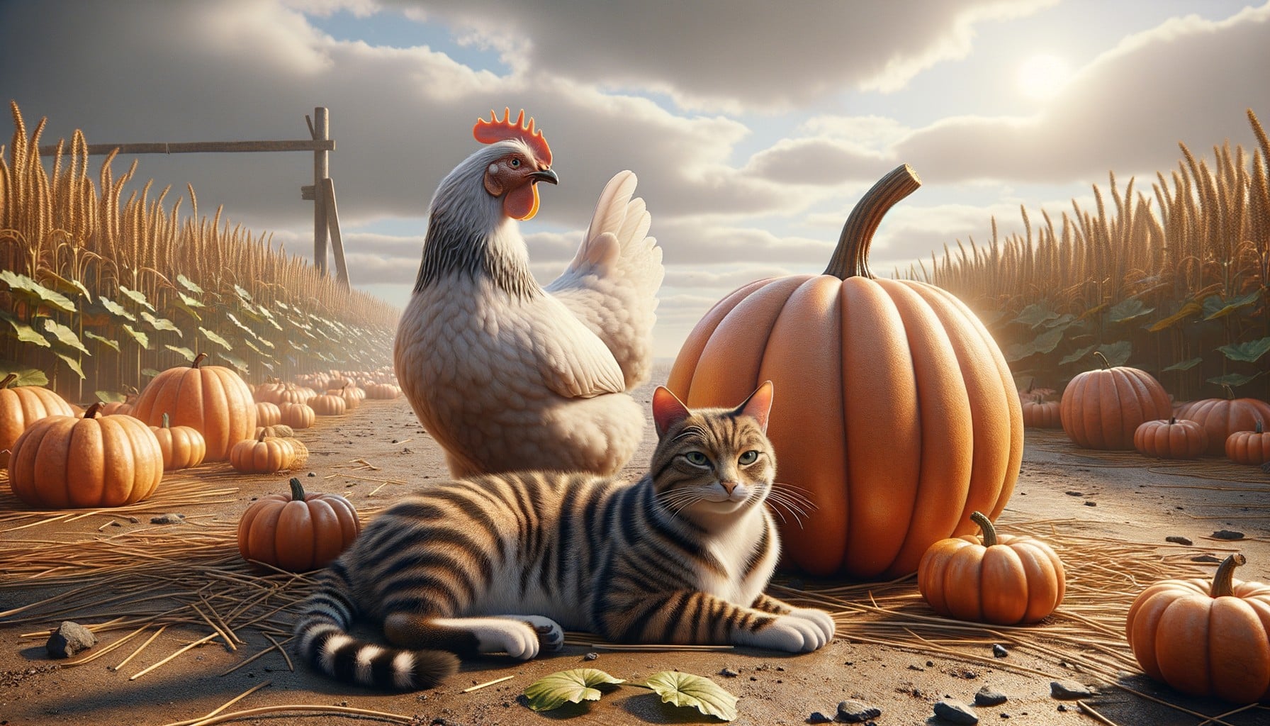 chicken pumpkin cat