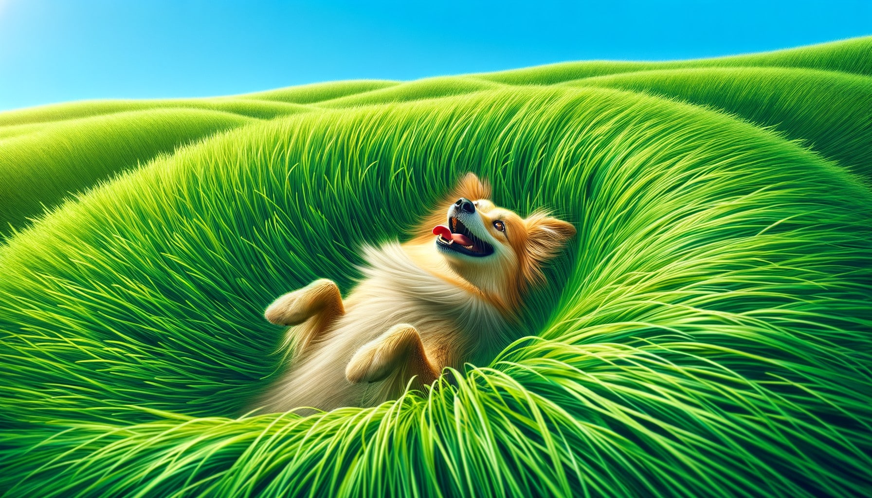 dog grass rolling